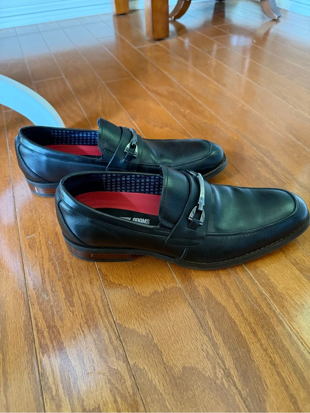 Stacy Adams Black Leather Bit Slip-On Loafers